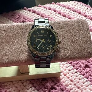 Michael Kors Black and Gold Chronograph Watch